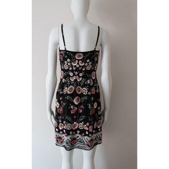 Needle & Thread Floral-Print Embellished Cocktail Mini Dress Size US 4 Black - Picture 7 of 12